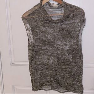 Sarah Pacini cowl neck metallic tank